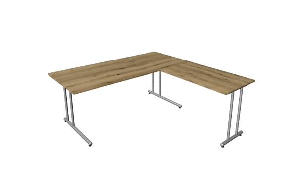 Kerkmann Winkelarbeitsplatz start-up, aus Schreibtisch B 1800 x T 800 x H 750 mm und Anbautisch 1000 x 600 x 750 mm, Eiche, 11436655
