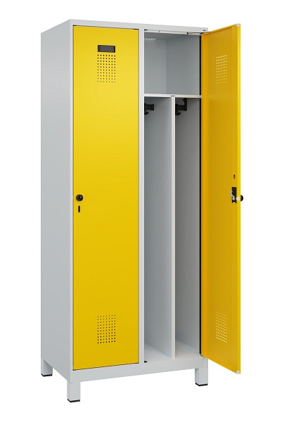 C+P Spind Evolo PLUS, mit Füßen, 2 Abteile, 1950x800x500mm, 7035/1023, Verschluss Drehriegel, 049010-22F S10001