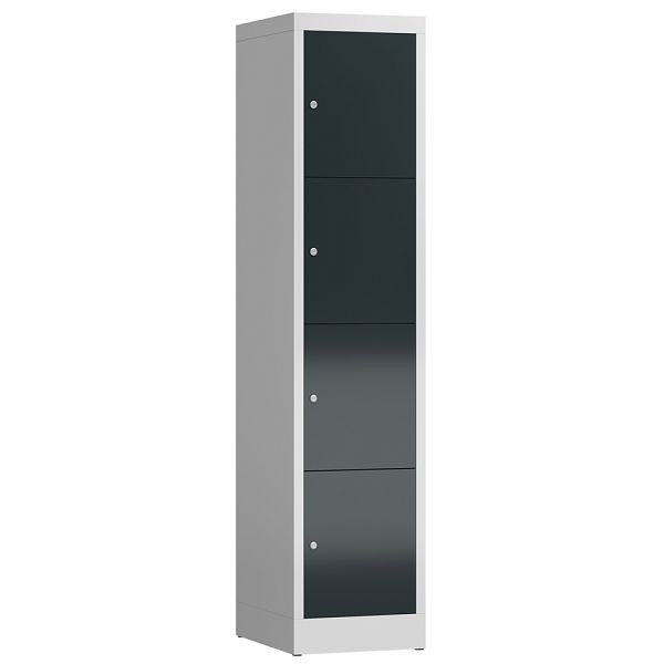 Lüllmann ClassiX Schließfachschrank, 1 Abteil, 4 Fächer, 1800 x 415 x 500 mm, lichtgrau/anthrazitgrau, X-523418
