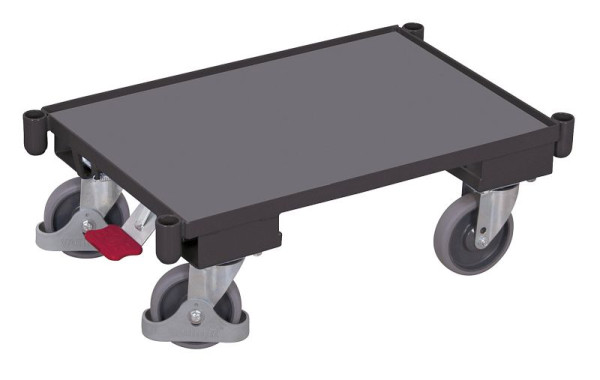 VARIOfit Euro-System-Roller mit Boden und Eckhülsen, Ladefläche: 605 x 410 mm, RAL 7016 anthrazitgrau, Ladehöhe: 225 mm, sw-410.061/AG