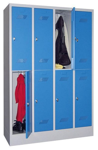 Pavoy Kleider-Schließfachschrank mit Sockel 1850/500/1200, 4b x 2h, Drehriegelverschluss, Abteilbreite 300, 60260-423-432-910