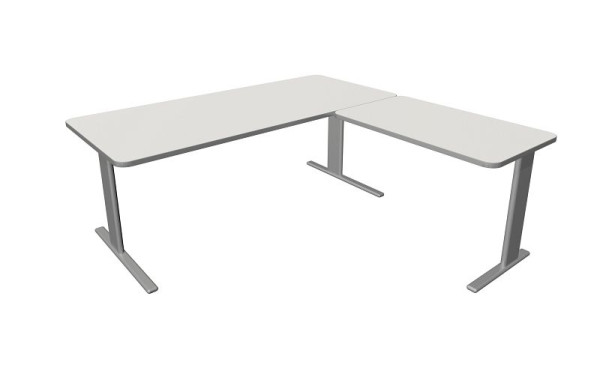 Kerkmann Schreibtisch Unic B 1800 x T 800 x H 750 mm, Anbauelement 1000 x 600 mm, weiß, 11334410