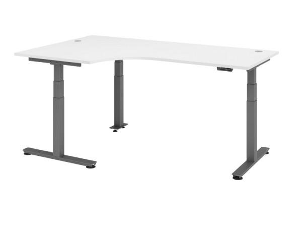 Hammerbacher Sitz-Steh-Winkeltisch elektrisch 200x120cm 90° Weiß, VXDSM82/W/G