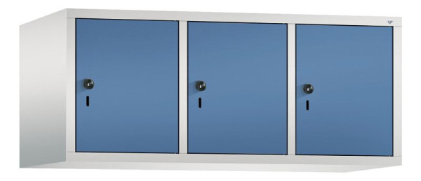 C+P Aufsatz-Garderobenschrank Evolo, 3 Abteile, H500xB1200xT500 mm, Lichtgrau/Fernblau, 48090-32 S10046