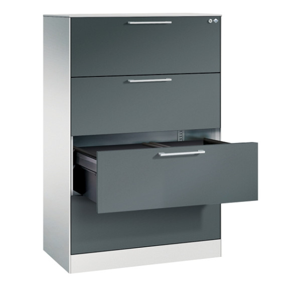 C+P Karteischrank Asisto, H1310xB800xT435mm, 7035/7016, 3 Schubladenblenden, 146023-422 S10085