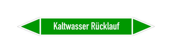 Schilder Klar Rohrleitungskennzeichen Kaltwasser Rücklauf, 33000x90 mm Folie selbstklebend, 101438/90