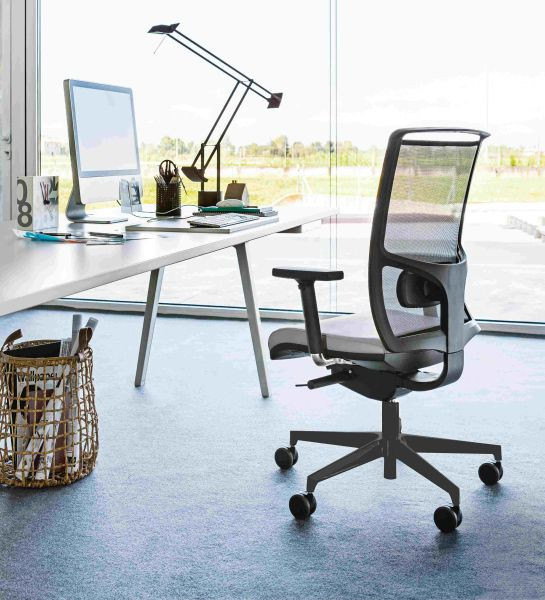 Bisley Bürodrehstuhl ZED, netzbespannte Rückenlehne, gepolsterter Sitz, Kunststofffußkreuz, Rahmen schwarz, ZEDKSLSRT0015NE0018