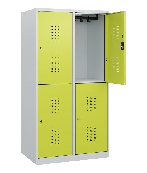 C+P Doppelstöckiger Spind Evolo PLUS, 4 Fächer, 1530x800x500mm, 7035/0024, Zylinderschloss, 0493005-22 S10042