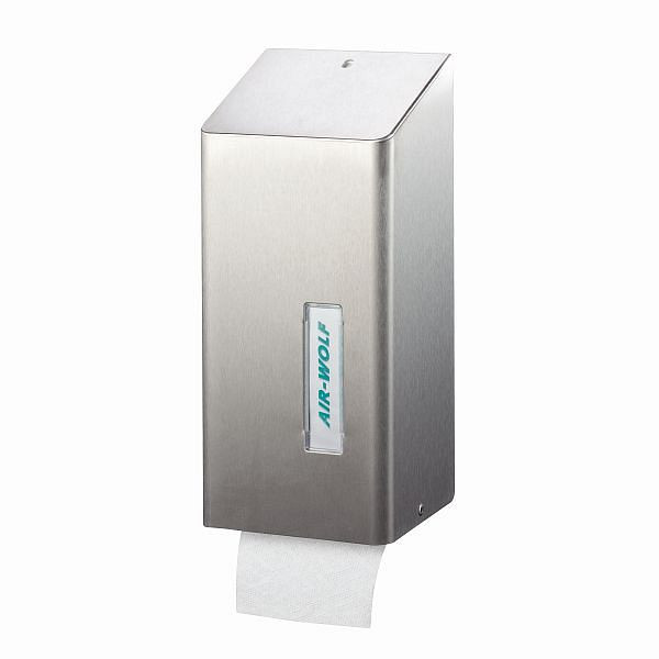 Air Wolf WC-Papierspender für Einzelblätter, Serie Omega, H x B x T: 300 x 143 x 116 mm, Edelstahl beschichtet, 29-030