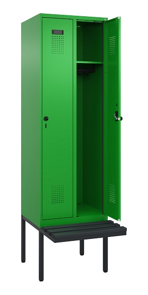 C+P Spind Evolo PLUS, 2 Abteil, 2120x600x815mm, 6037/6037, Drehriegel, Material Sitzfläche Kunststoff, 0490407-20 S10080