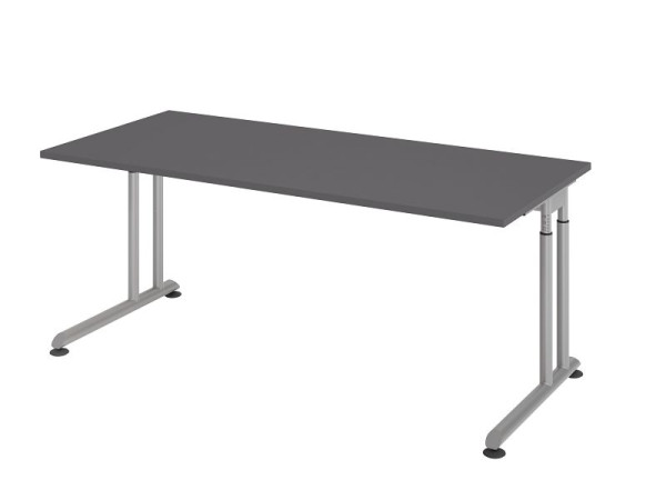 Hammerbacher Schreibtisch C-Fuß 180x80cm Graphit/Silber, VZS19/G/S