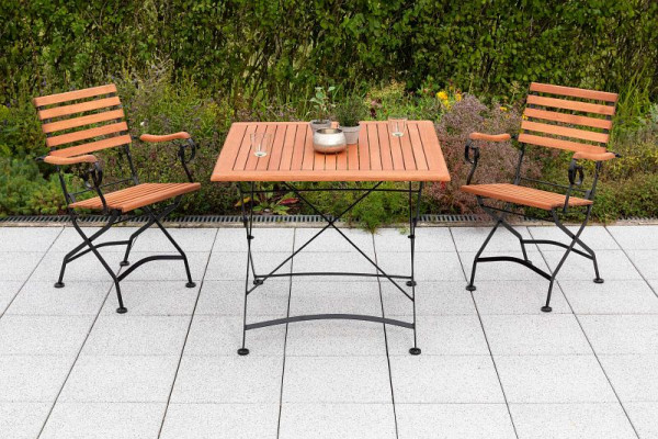 Merxx Schlossgarten Set 3-teilig, 2 Schlossgarten Klappsessel, 1 Schlossgarten Klapptisch, 90 x 90 cm, 50142-217