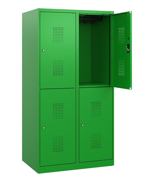 C+P Doppelstöckiger Spind Evolo PLUS, 4 Fächer, 1530x800x500mm, 6037/6037, Zylinderschloss, 0493005-22 S10077