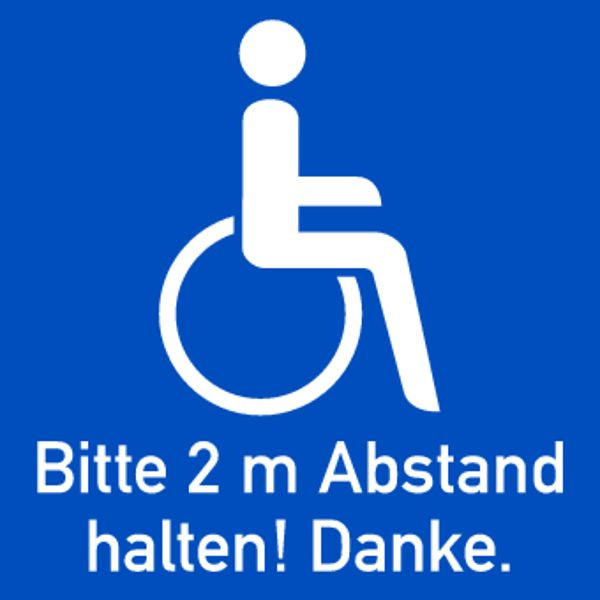Schilder Klar Rollstuhlfahrer innen klebend, 100x100 mm Folie selbstklebend, 3120/69