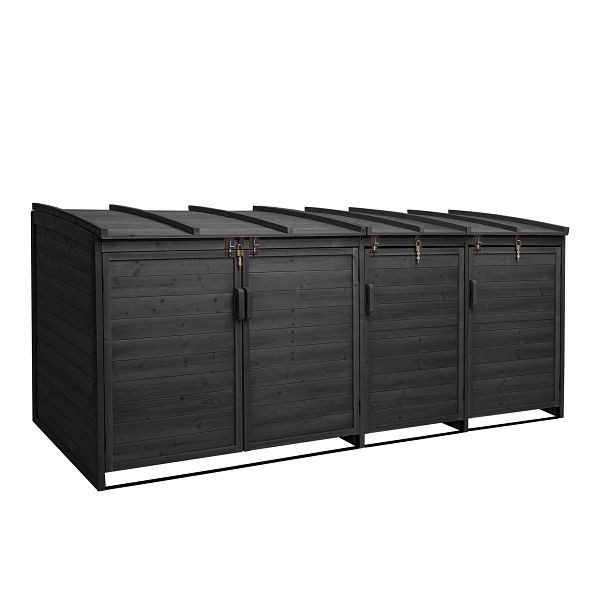 Mendler XL 4er-/8er-Mülltonnenverkleidung HWC-H75b, Mülltonnenbox, erweiterbar 121x66x92cm Holz, anthrazit, 81686+2x81688