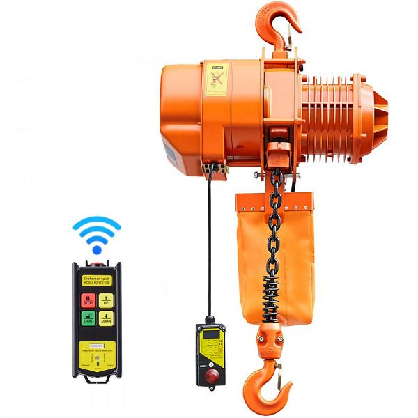VEVOR Elektrischer Kettenzug 2000 kg, 6 m Hubhöhe, Dreiphasig, 100 m Funkfernbedienung, G100-Kette, Notstopp, GDSDDHLHLJCKTHQ8Y002V8