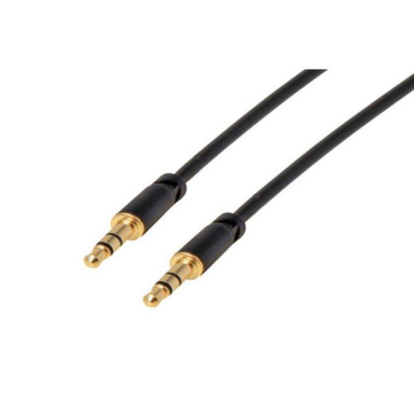 S-Conn Super Slim Klinkenkabel, 3,5mm Stereo Mini-Stecker auf 3,5mm Stereo Mini-Stecker, vergoldete Kontakte, 3 Pin, Rundkabel, schwarz, 1,5m, 33981-S