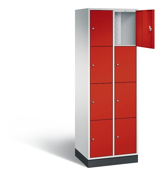 C+P Schließfachschrank Intro, H1950xB620xT490mm, Farbe: Lichtgrau / feuerrot, 8470-201 S10021