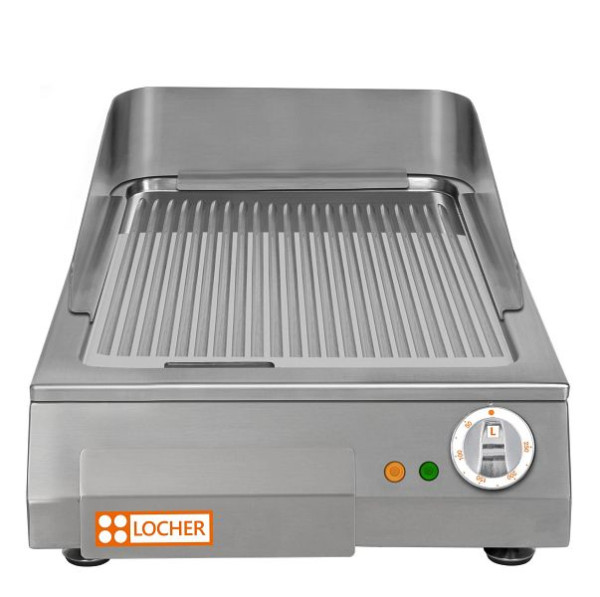 Locher Elektro-Bratplatte LGAR40S hartverchromt, gerillt, mit verstärkter Heizung, 201463