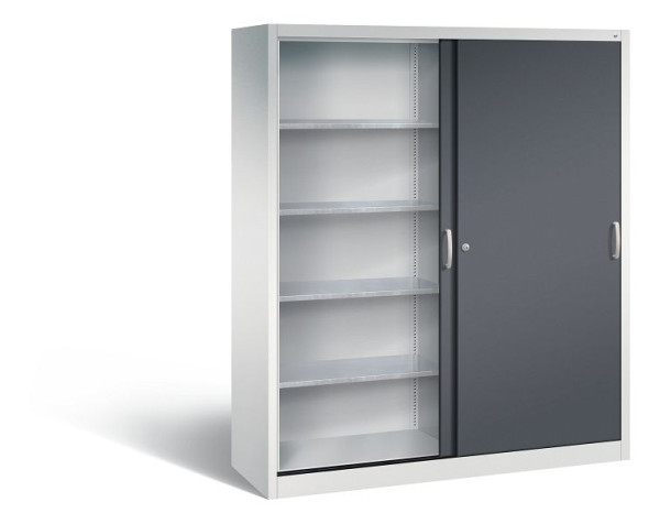 C+P Schiebetürenschrank Acurado, H1950xB1600xT500mm, Farbe: Lichtgrau / Schwarzgrau, Bügelgriff, 2159-00 S10124