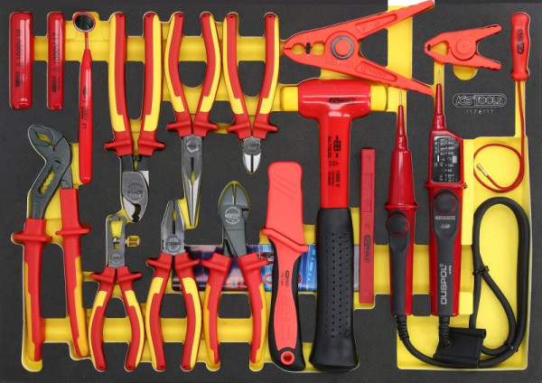 KS Tools ERGOTORQUE VDE Zangen-Satz in Schaumstoffeinlage, 17-tlg, 117.6117