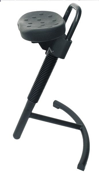 Lotz "Stabilith" Stehhilfe, ergonomisch, Gestell u PU-Sitz schwarz, höhenverstellbar 645-825, seitlich schwenkbar, 3640.01