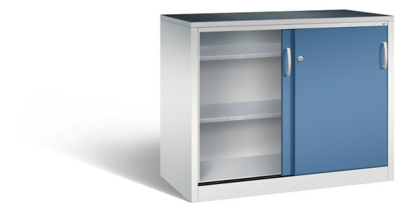 C+P Schiebetürenschrank Acurado, H1000xB1200xT600mm, Farbe: Lichtgrau / Fernblau, Bügelgriff, 2066-09 S10089