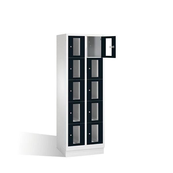 C+P Schließfachschrank Classic, H1800xB610xT500mm, Farbe: Lichtgrau / Schwarzgrau, 8020A205 S10005