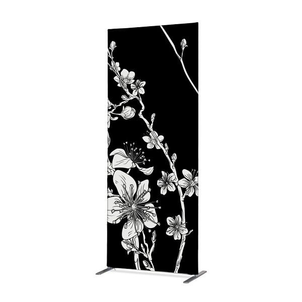 Showdown Displays Textil Raumteiler Deko 85-200 Doppel Abstrakte Japanische Kirschblüte Schwarz ECO, ZBSLIM085-200-DSI7ECO