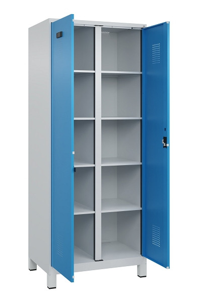 C+P Wäsche-Spind Evolo PLUS, mit Füßen, 2 Abteile, 1950x800x500mm, 7035/5012, Verschluss Zylinderschloss, 049012-22B S10034