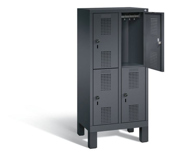 C+P Kindergarten-Spind doppelstöckig Evolo, H1350xB610xT300mm, Farbe: Schwarzgrau, 483103-20 S10041