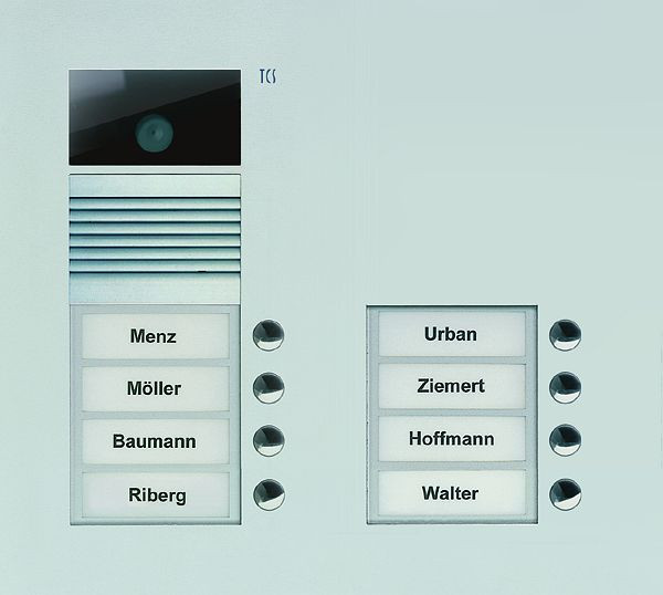 TCS Video Außenstation Serie AVU mit 8 Klingeltasten (rechtsbündig), 2-spaltig, UP silber, AVU15080-0010
