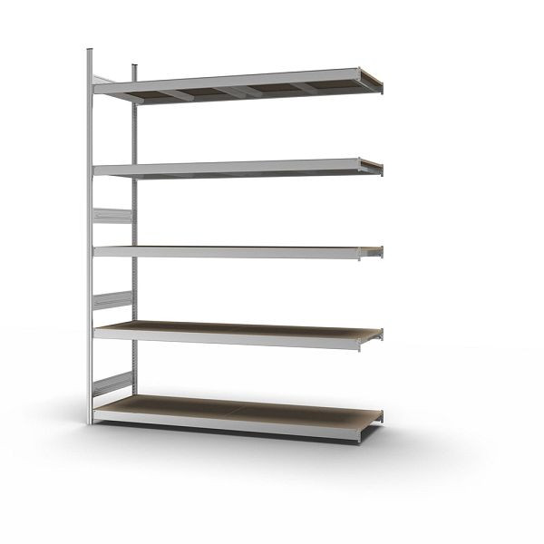 hofe Großfach-Anbauregal, 3000x600x2200 mm, 5 Fachebenen, Spanplatte verzinkt, 350 kg Fachlast, 2000 kg Feldlast, zweiseitige Bedienung, GZA30622S