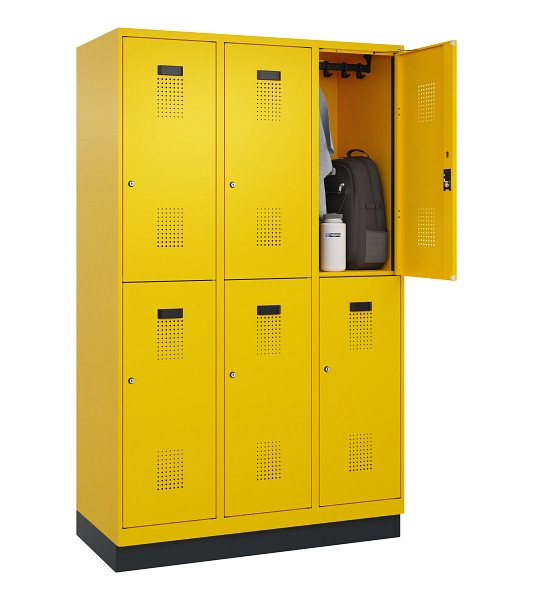 C+P Doppelstöckiger Spind Evolo PLUS, mit Sockel, 6 Fächer, 1950x1200x500mm, 102, Zylinderschloss, 049320-32 S10049