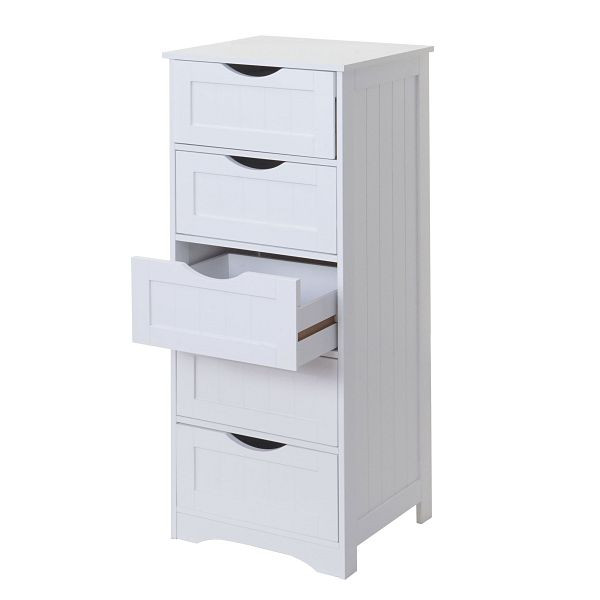 Mendler Kommode HWC-B65, Schubladenschrank Schrank, 5 Schubladen 100x40x35cm, weiß, 60830
