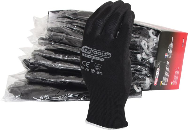 KS Tools Mikro-Feinstrickhandschuhe-schwarz, 9, VE: 12 Stück, 310.0470
