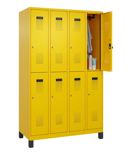 C+P Doppelstöckiger Spind Evolo PLUS, mit Füßen, 8 Fächer, 1950x1200x500mm, 102, Zylinderschloss, 049310-40 S10049
