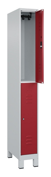 C+P Doppelstock-Spind Classic PLUS, Füße, 1 Abteil, 1950x250x500mm, 7035/3003, 080310-19 S10016