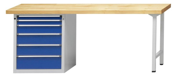 ANKE Werkbänke Kombiwerkbank, Modell 832 V, 2000 x 700 x 850 mm, RAL 7035/5010, KSP 50 mm, 410.982