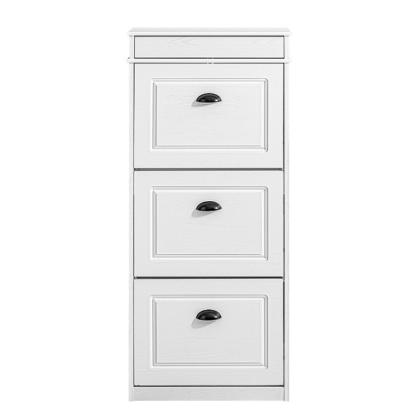 SoBuy Schuhschrank mit einer Schublade Weiß 53.5x24x119.5cm, Modern, FSR94-WG