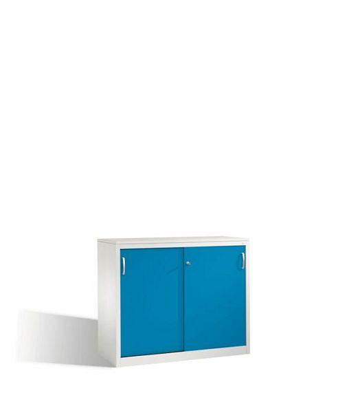C+P Sideboard mit Schiebetüren Acurado, H1000xB1200xT500mm, Farbe: Lichtgrau / Lichtblau, Bügelgriff, 2056-00 S10077