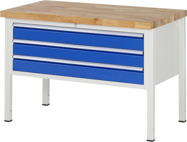 RAU Werkbank Serie 8000 - Modell 8327, B1250 x T700 x H840 mm, Systemunterbau B1235 x T650 x H800 mm, 03-8327A2-127B4S.11