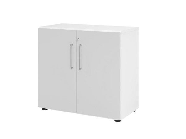 Hammerbacher Schrank 928T2, 2 OH, Korpus: Weiß / Front: Grau, 80x41,7x74,8 cm, Öffnungswinkel 110°, Hinterlegschloss, V928T2/W/5/BS