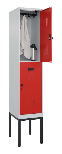 C+P Doppelstock-Spind Evolo PLUS, Gestell, 2 Fächer, 2120x400x500mm, 7035/3020, Drehriegel, 0493307-12 S10005