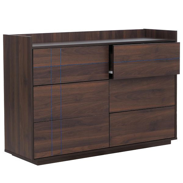 Mendler Kommode HWC-P44, Sideboard Schrank Anrichte, 6 Schubladen Push-to-open, MDF 83x120x40cm, Walnuss-Optik, 139867+139868