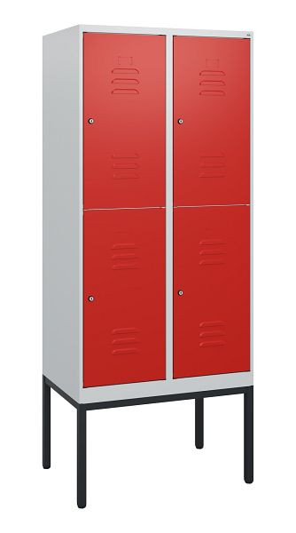 C+P Doppelstöckiger Spind Classic PLUS, Gestell, 2 Abteile, 1950x800x500mm, 7035/3020, Zylinderschlösser, 0803305-22 S10032