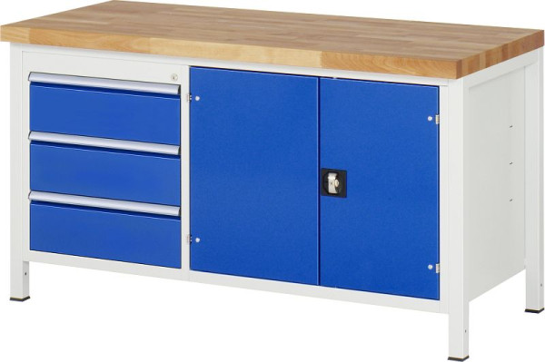 RAU Werkbank Serie 8000 - Modell 8904, B1500 x T700 x H840 mm, Systemunterbau B1495 x T650 x H800 mm, 03-8904A2-157B4S.11