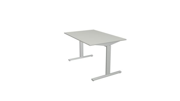 Kerkmann Schreibtisch Form 2 - B 1200 x T 800 x H 700-820 mm mit T-Fuß-Gestell in alusilber, lichtgrau, 11020411