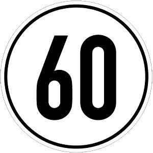 Moedel Geschwindigkeitsschild, 60 km/h, Folie, Ø 200 mm, 54281