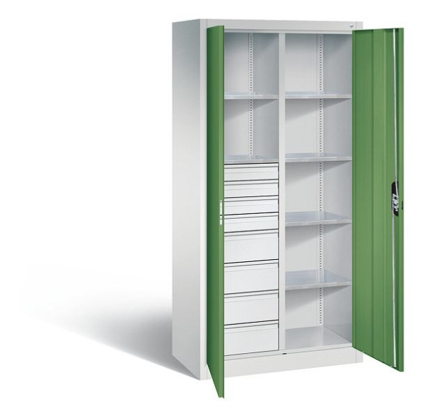 C+P Werkzeugschrank Acurado, H1950xB930xT500mm, Farbe: Lichtgrau / Resedagrün, Muldengriff, 8921-305 S10149